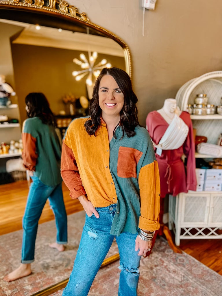 Emerald color block top