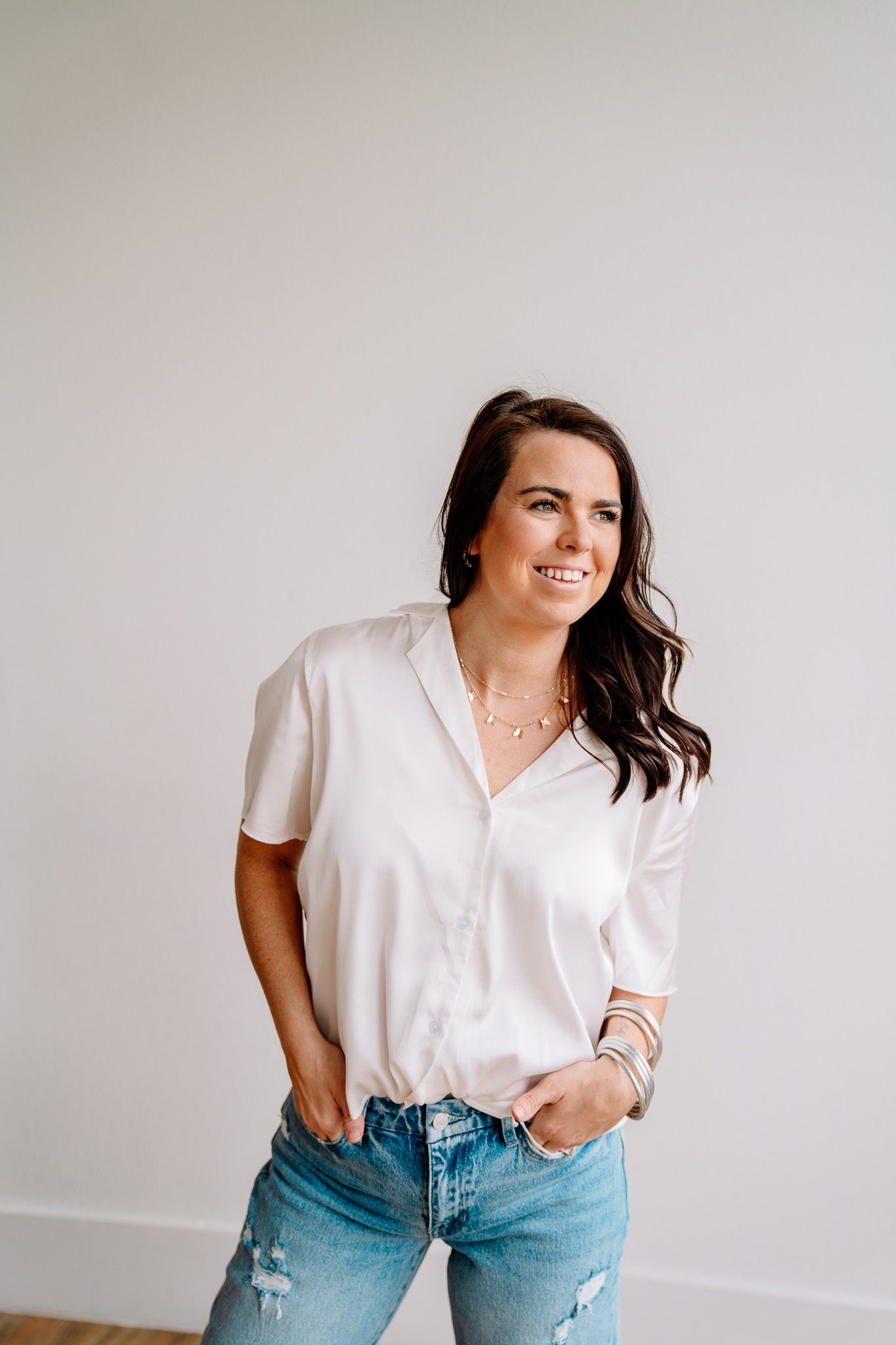 Prosecco Satin Button Up