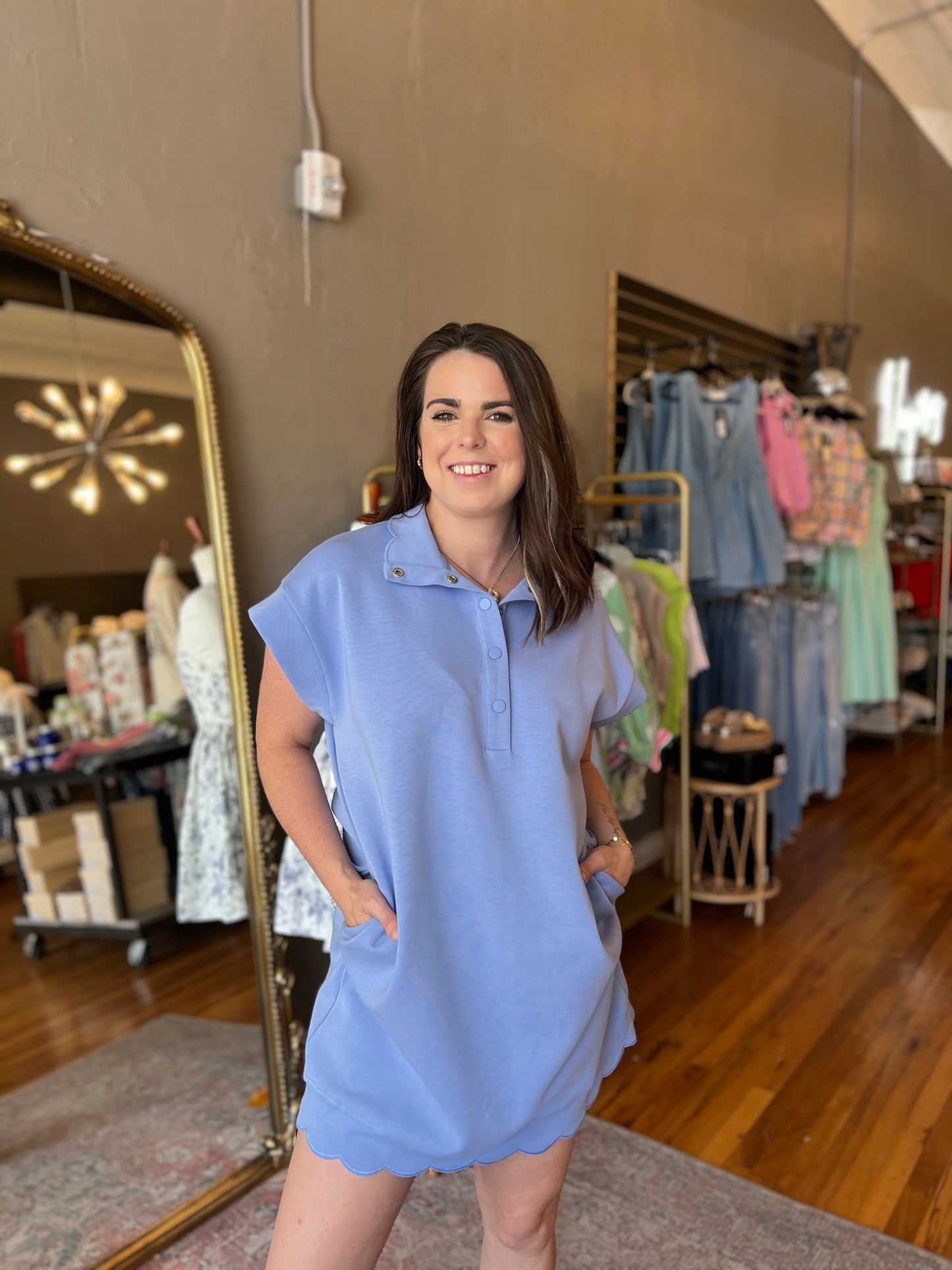 Powder Scallop Dress