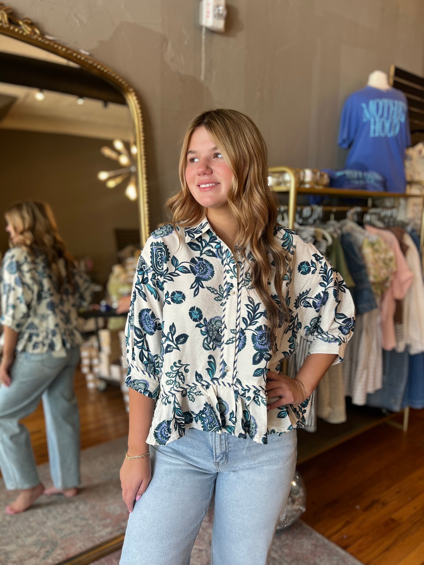 Paisley Peplum Top
