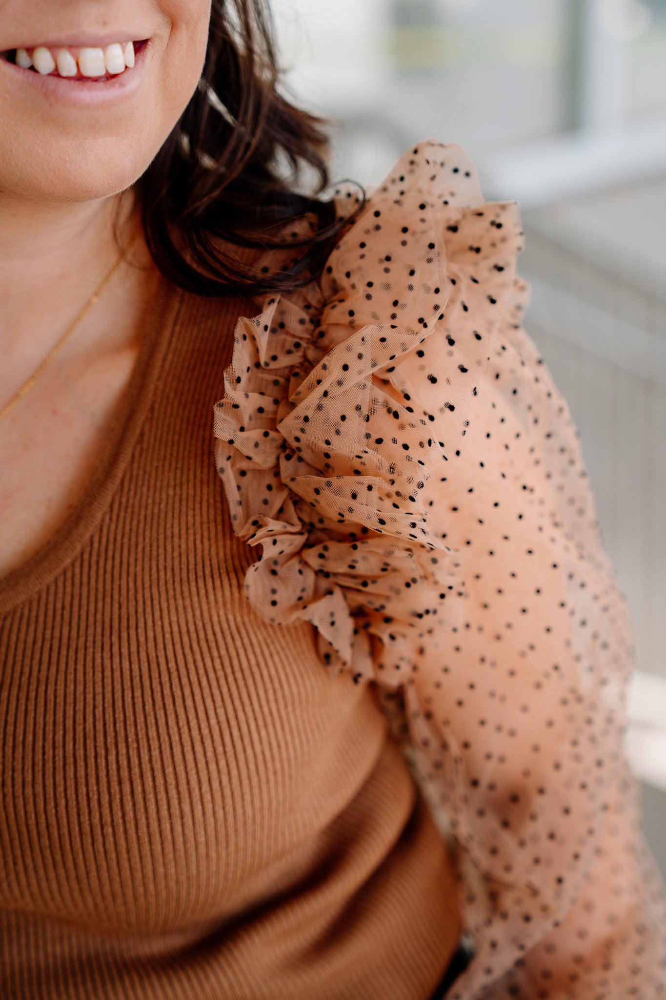 Sheer Sleeve Frilly Top