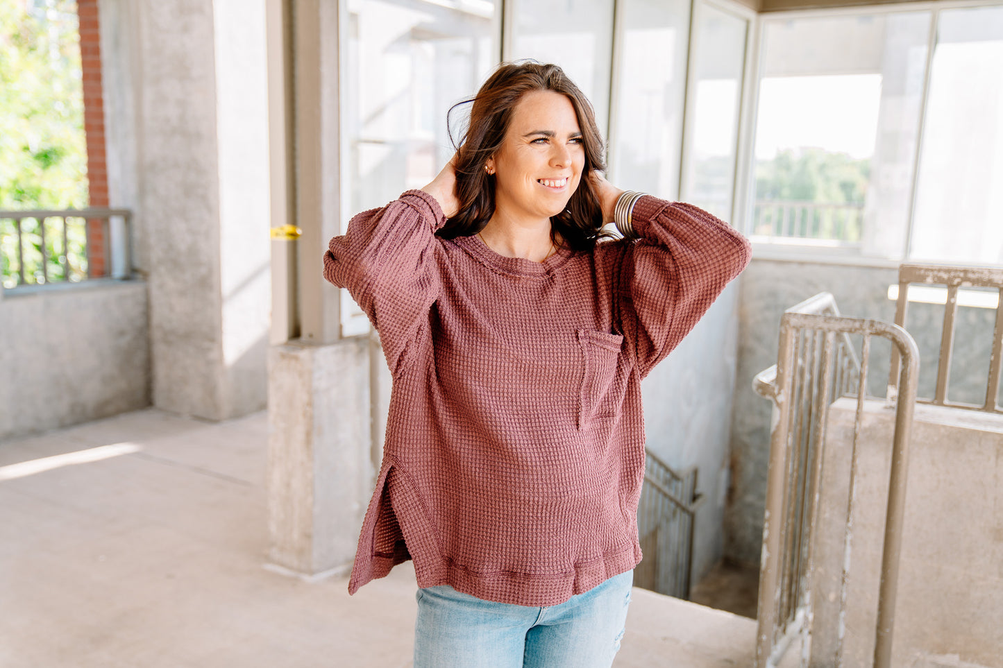 Oversized Waffle Knit Top