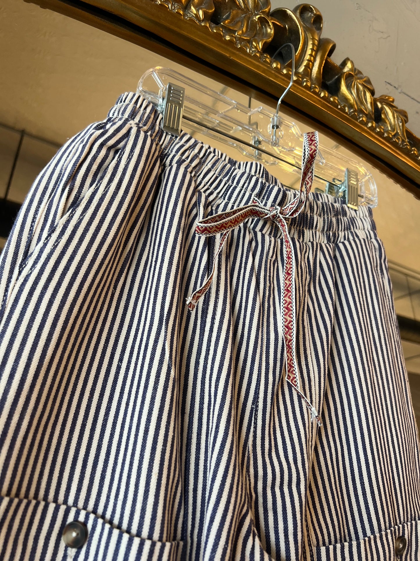 Stripe Button Patch Pants