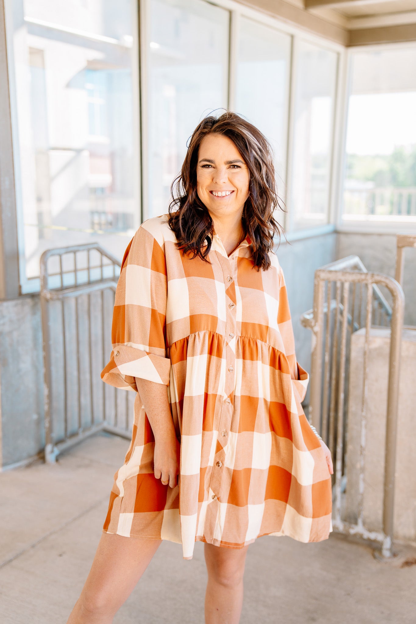 Caramel Plaid Dress