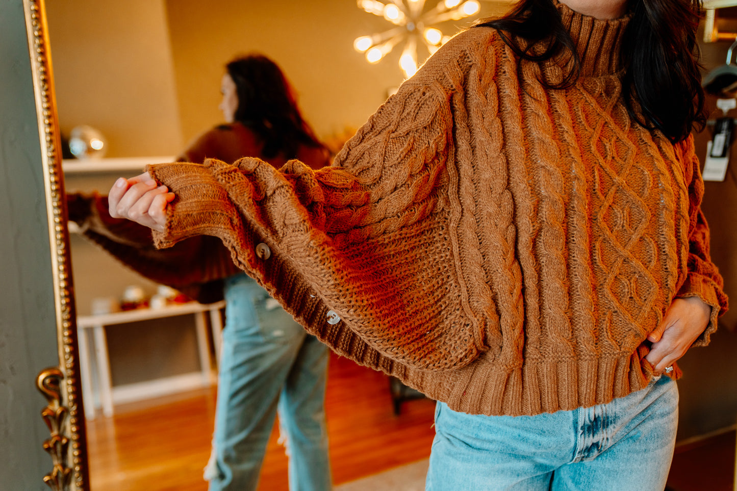 Camel Cable Knit Sweater