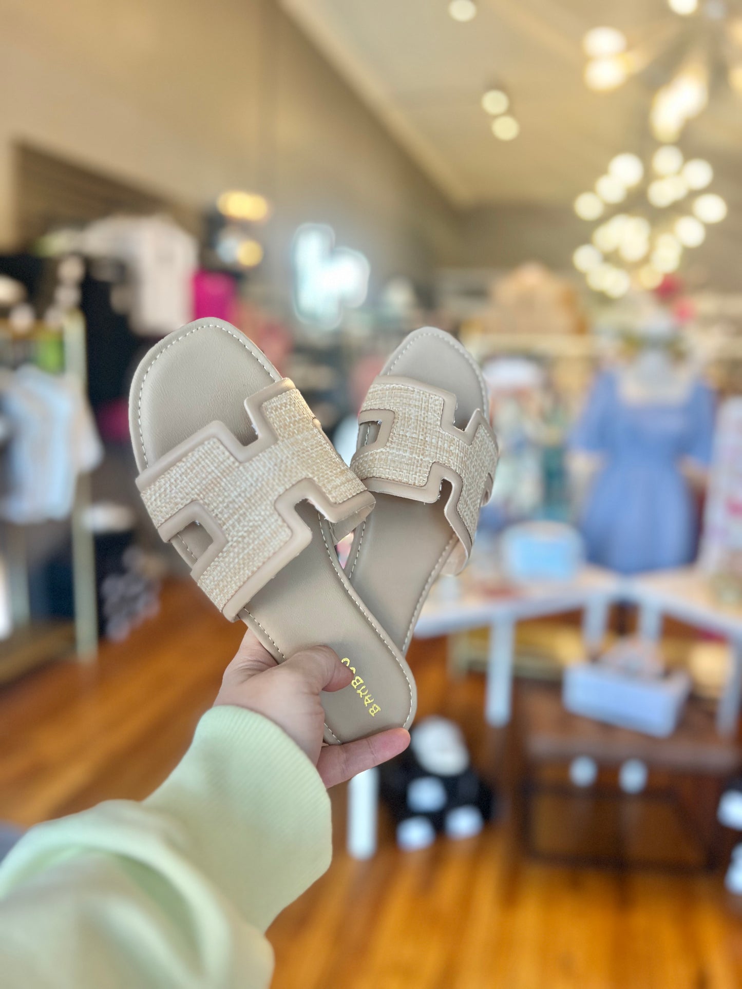 Natural Woven Slides