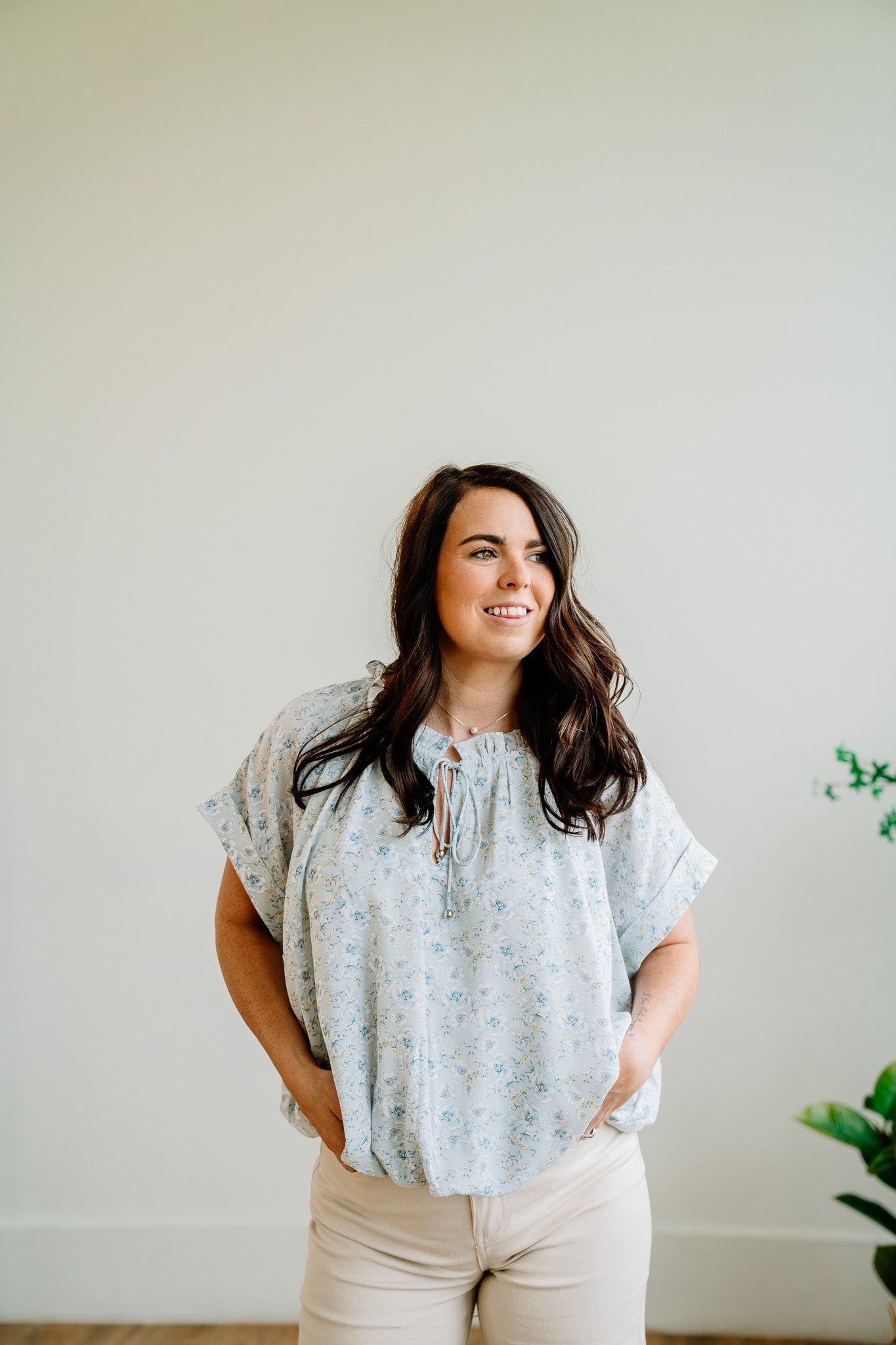 Blue Mist Floral Bubble Top