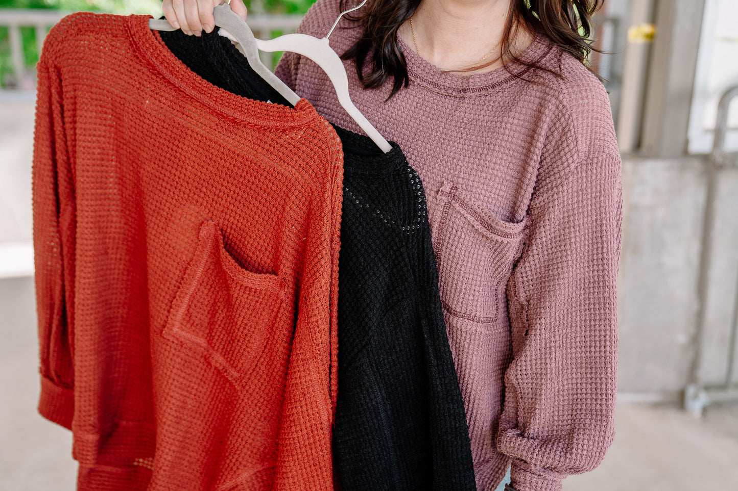 Oversized Waffle Knit Top