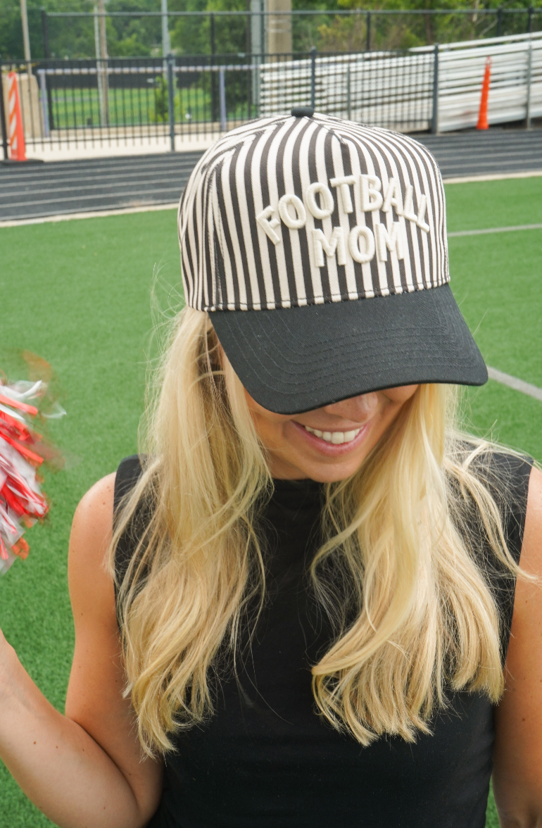 Football Mom Stripe Trucker