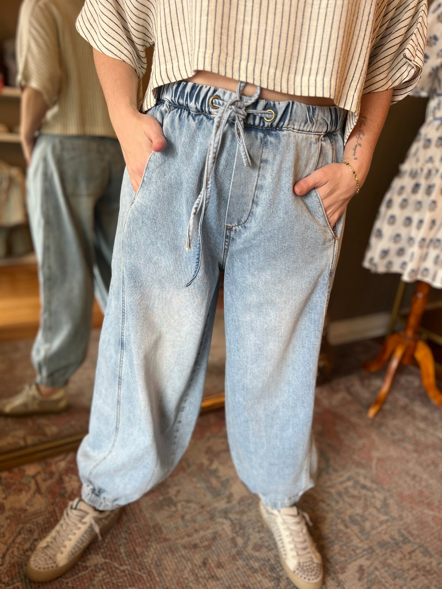 Snow Washed Denim Joggers