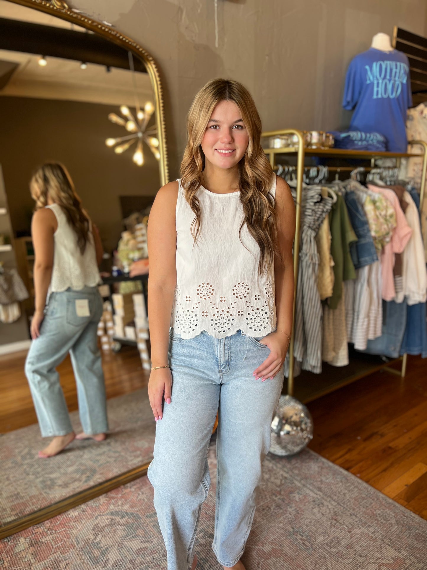 Eyelet Sleeveless Blouse
