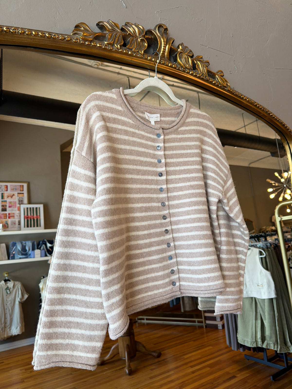 Taupe Stripe Cardigan