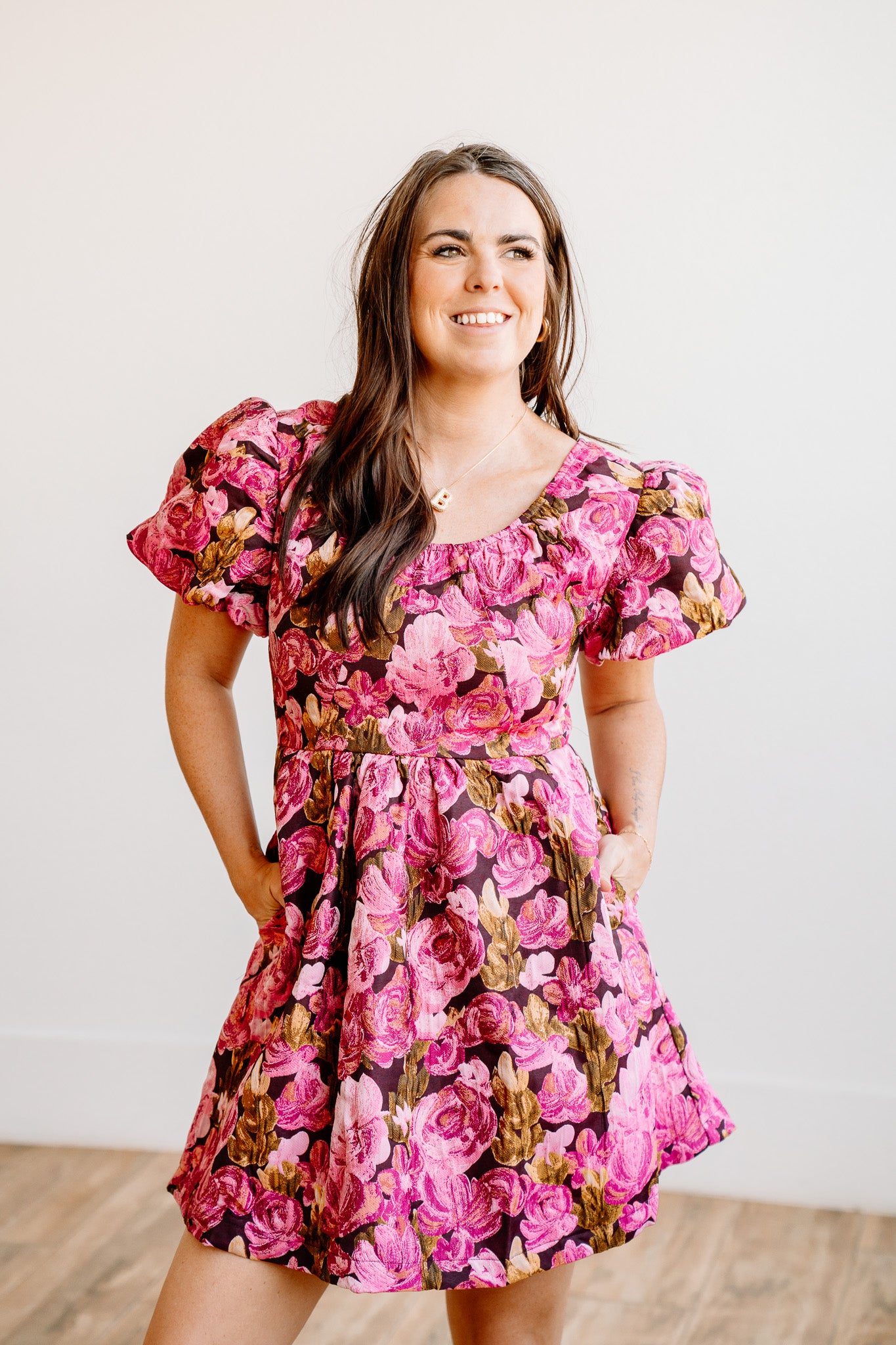 Berry Floral Jacquard Dress