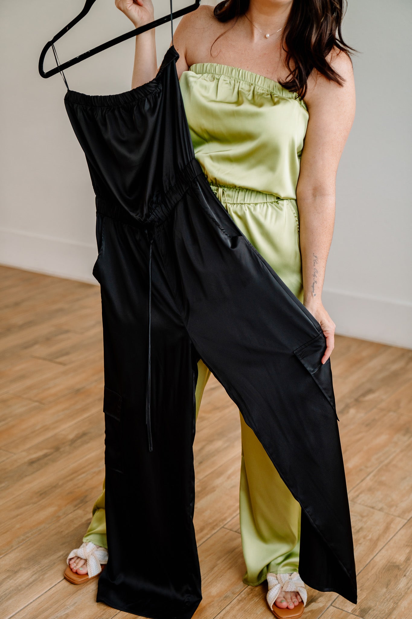 Satin Cargo Jumpsuit