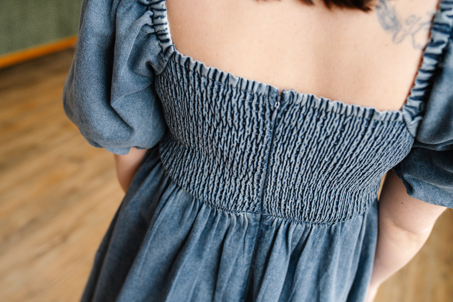 Scallop Denim Dress