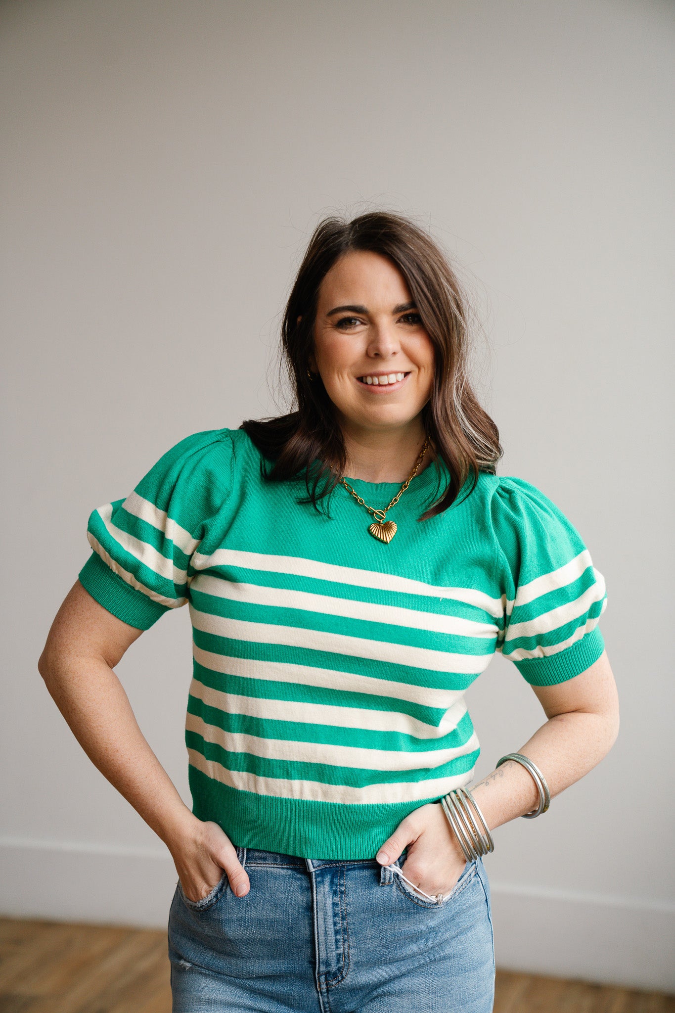 Puff Green Stripe Top