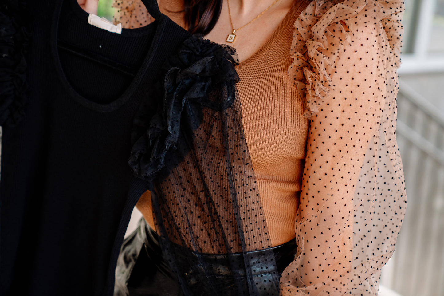 Sheer Sleeve Frilly Top