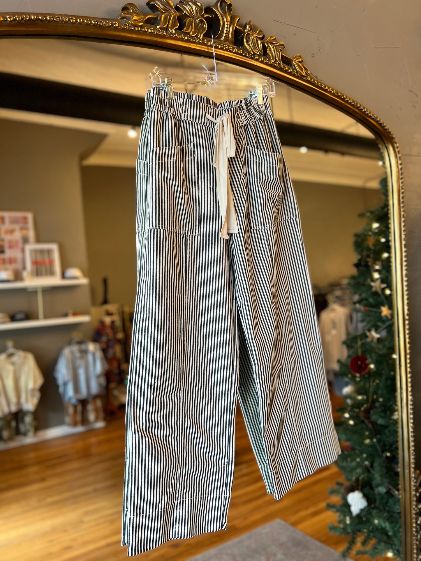 Black Stripe Drawstring Pant