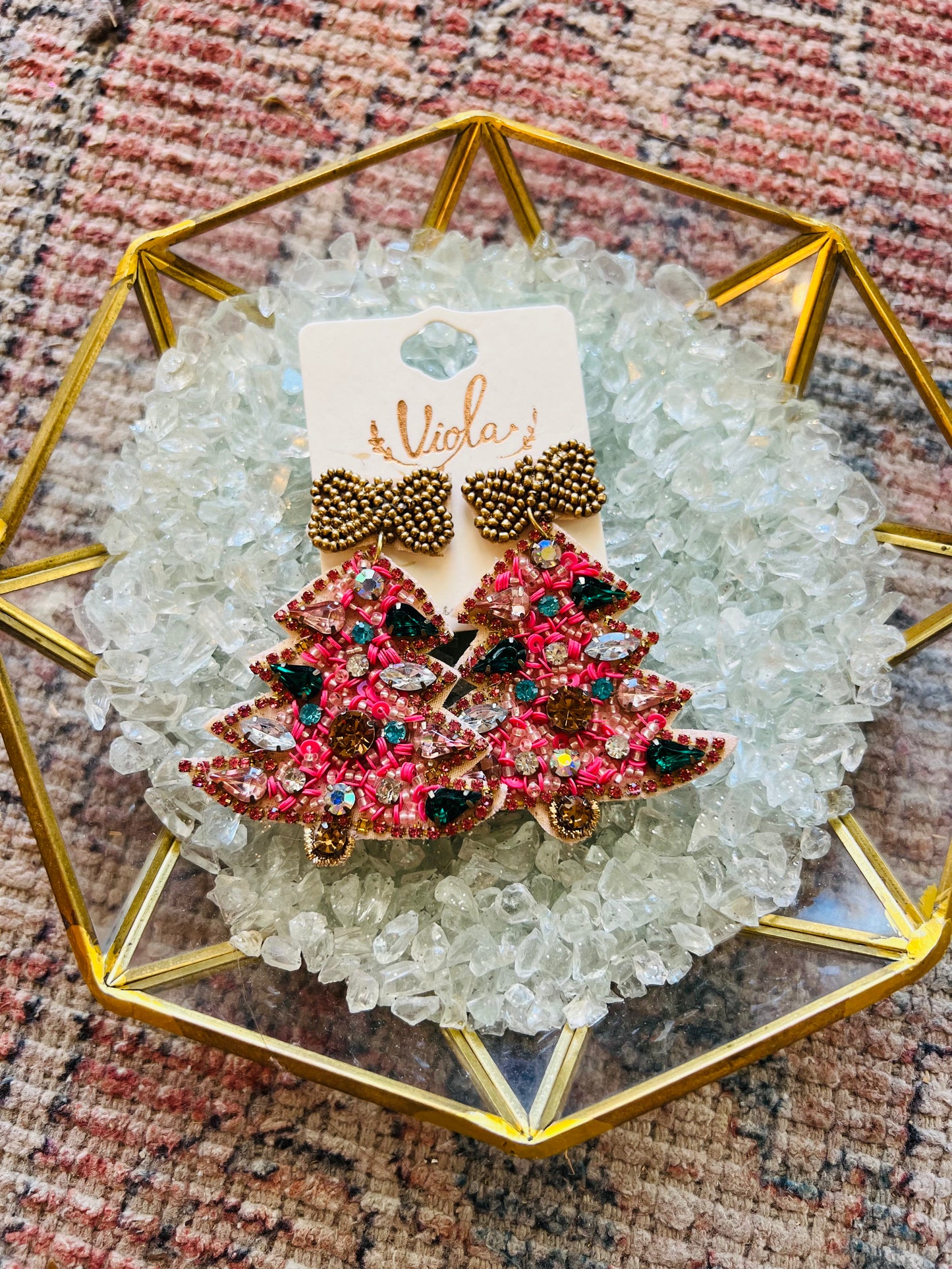 Pink Christmas Earrings