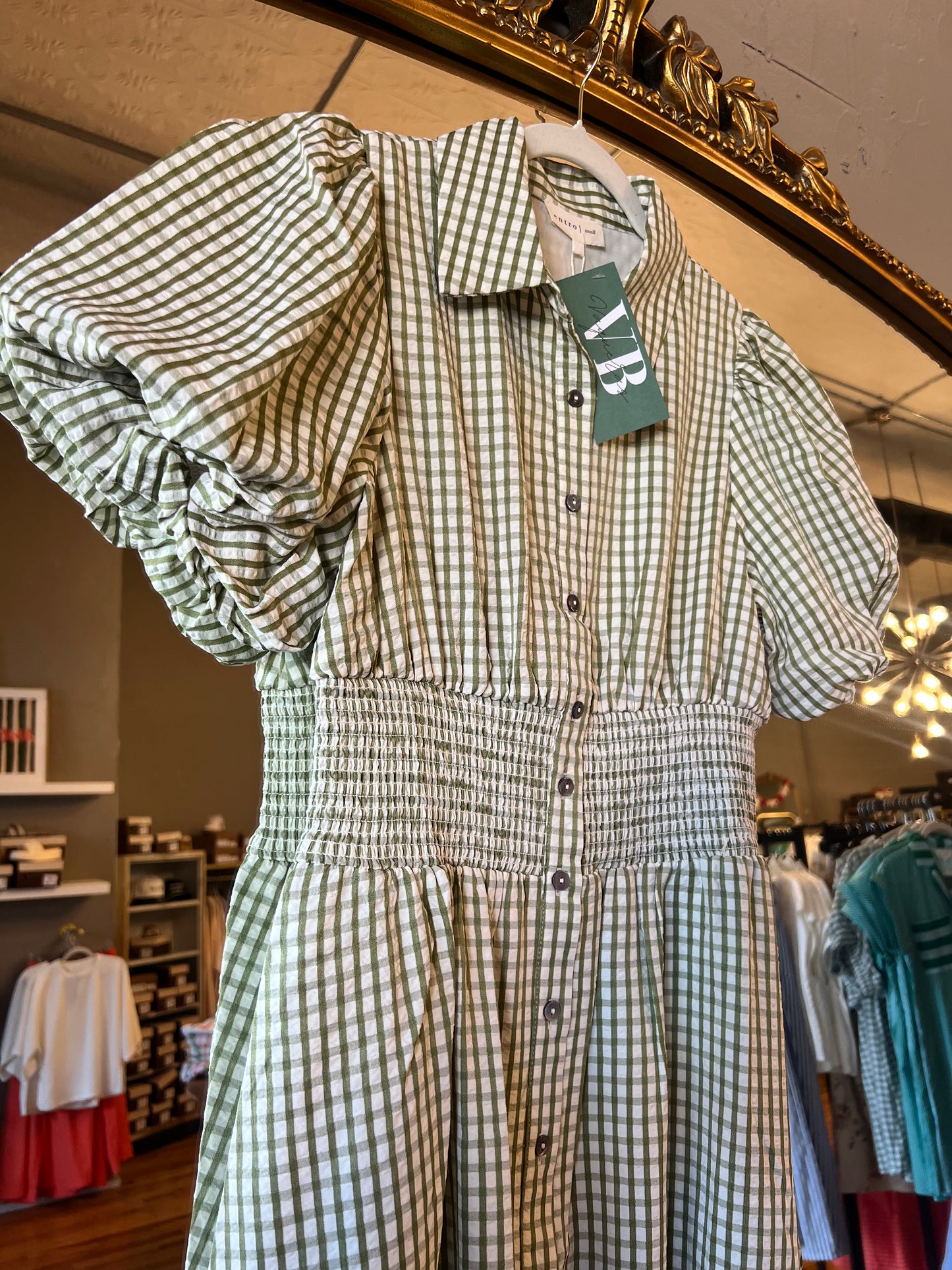 Sage Gingham Midi