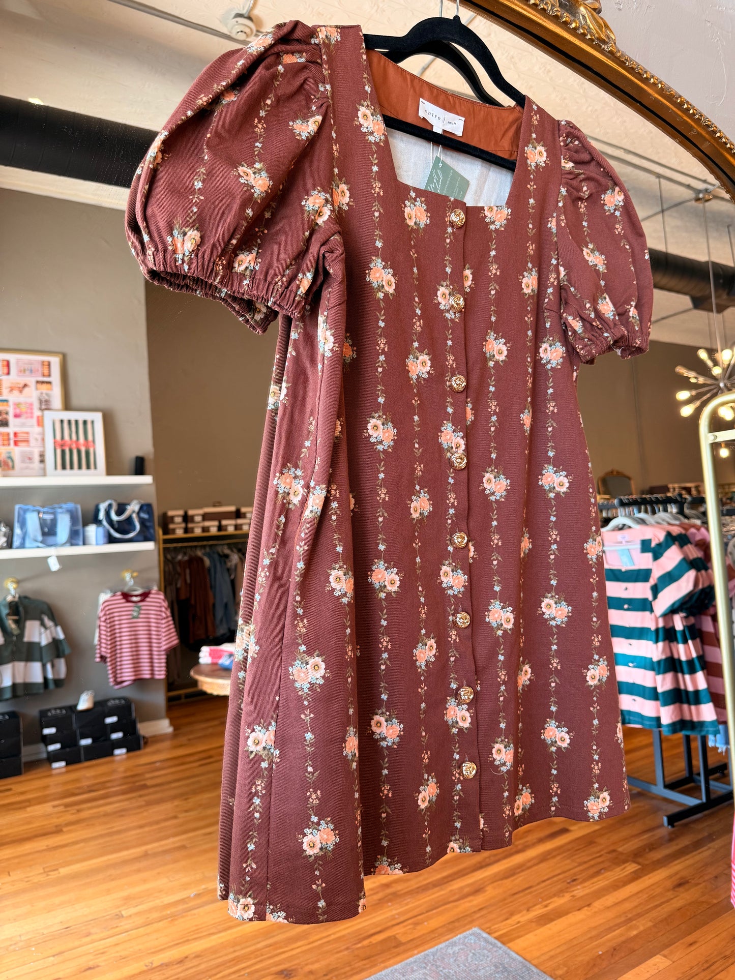 Brown Blooms Dress