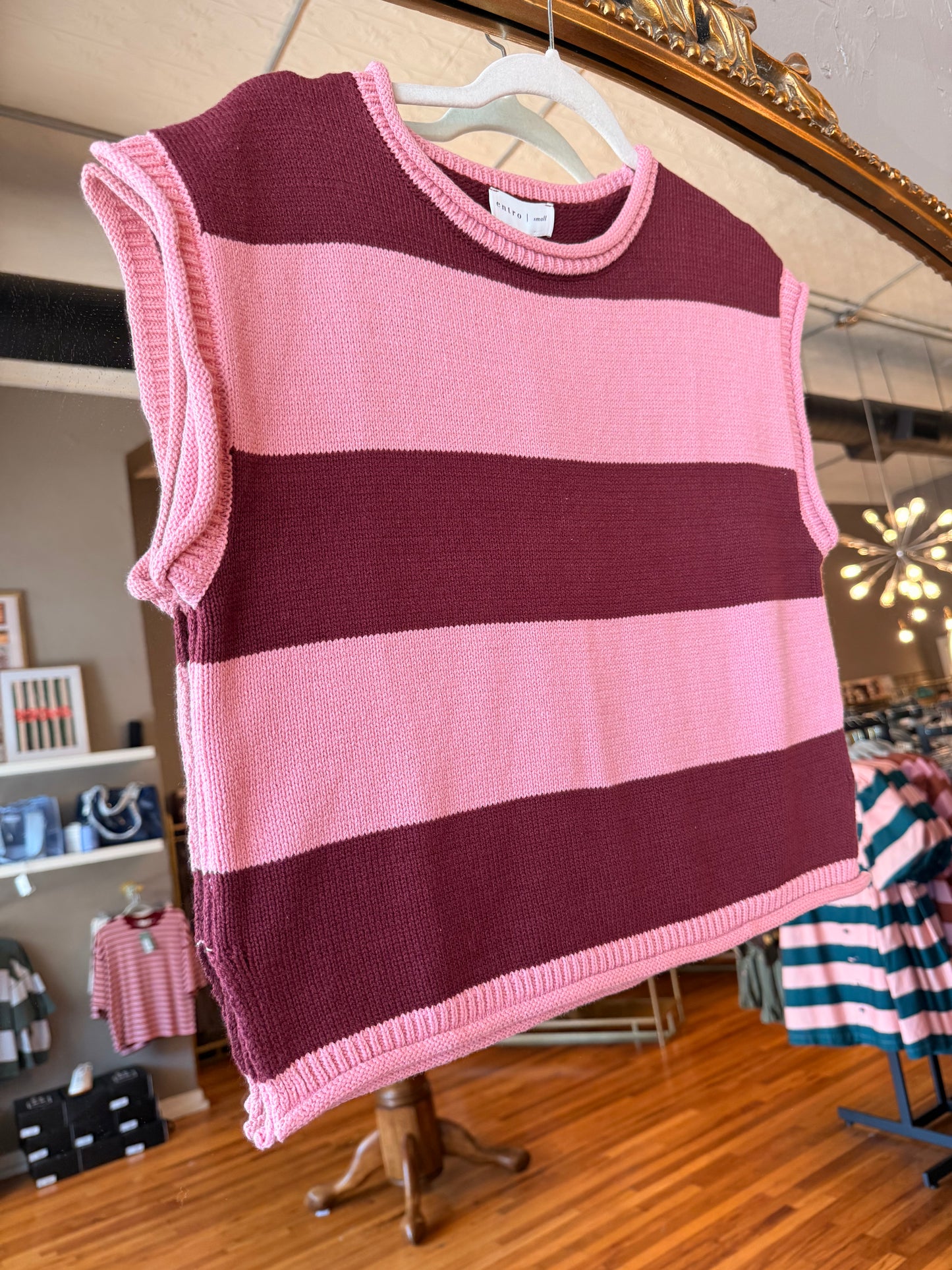 Burgundy Stripe Knit Top