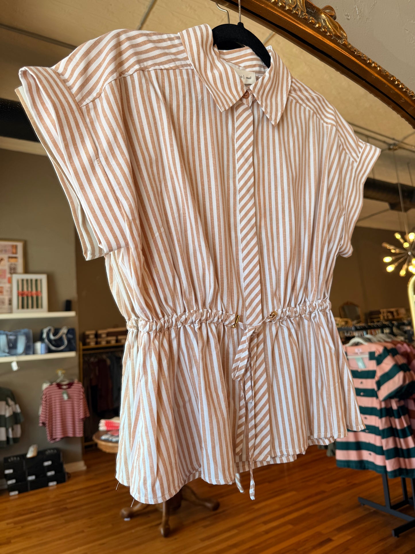 Pin Stripe Gathered Top