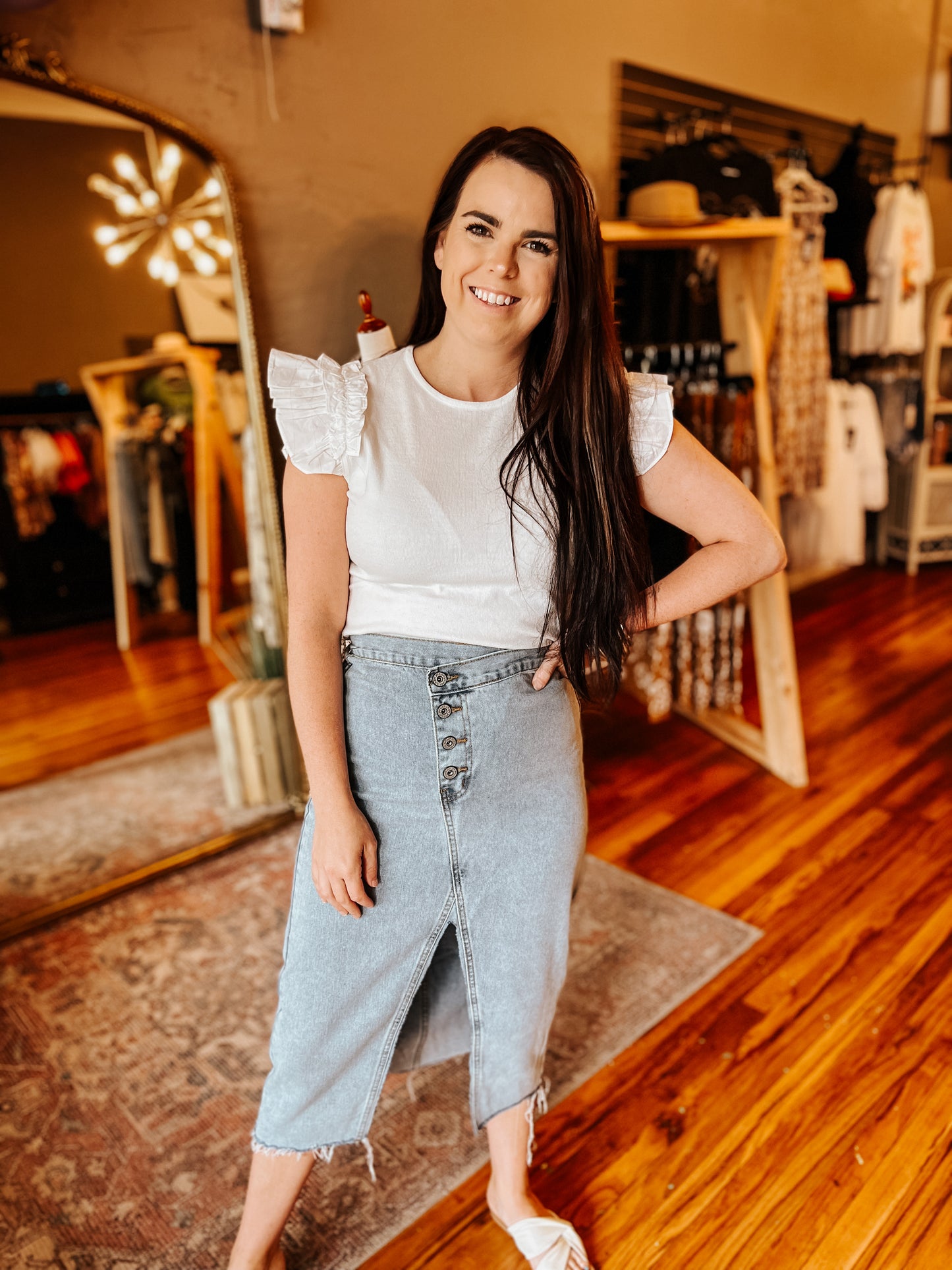 Denim Midi Skirt