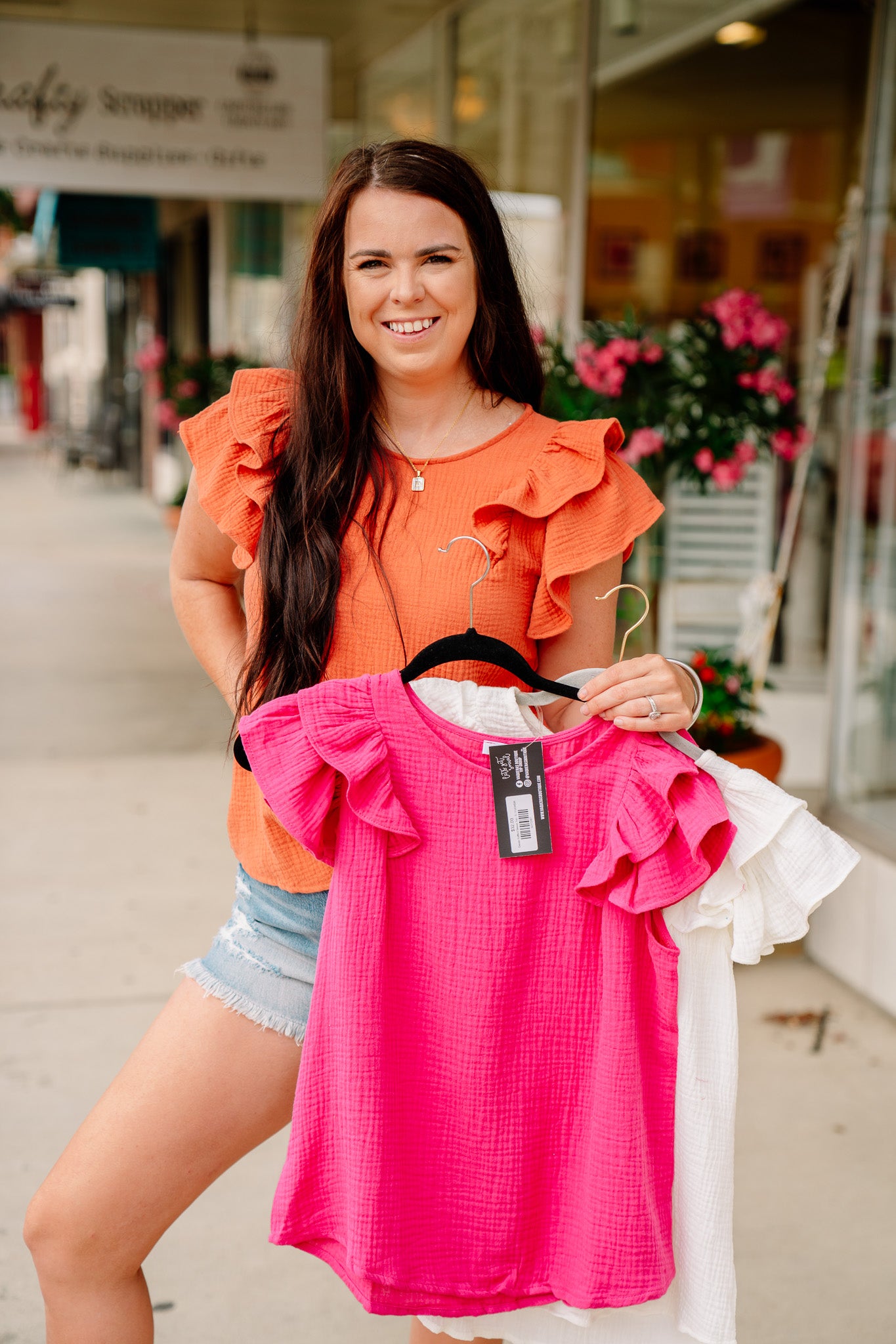 Gauze Ruffled Sleeve Top