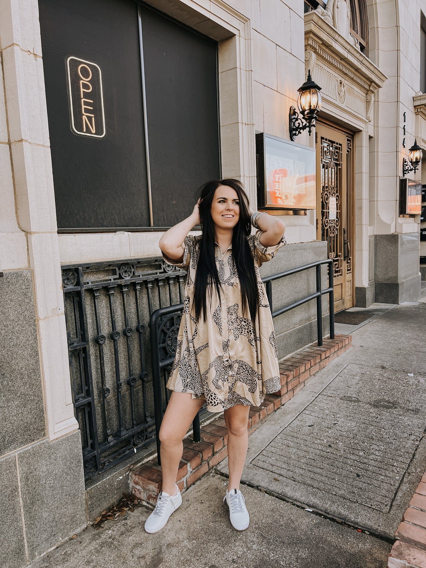 Satin Cheetah Mini Dress