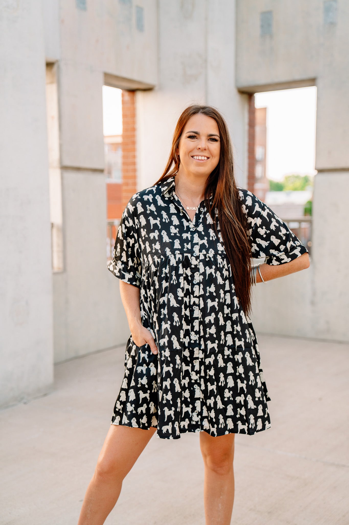 Poodle Print Mini Dress