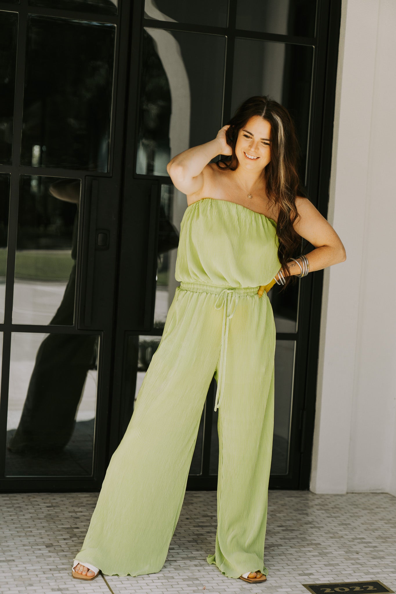 Plisse Strapless Jumpsuit