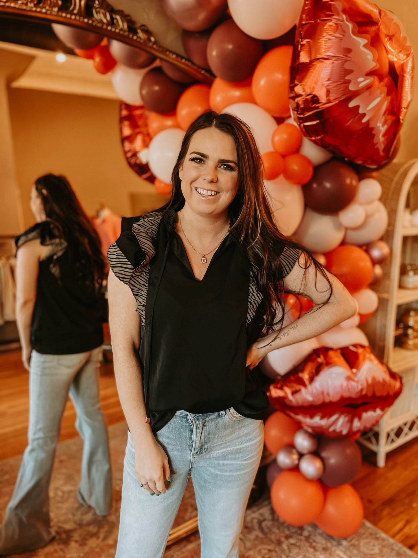 Animal Print Ruffle Sleeve Top