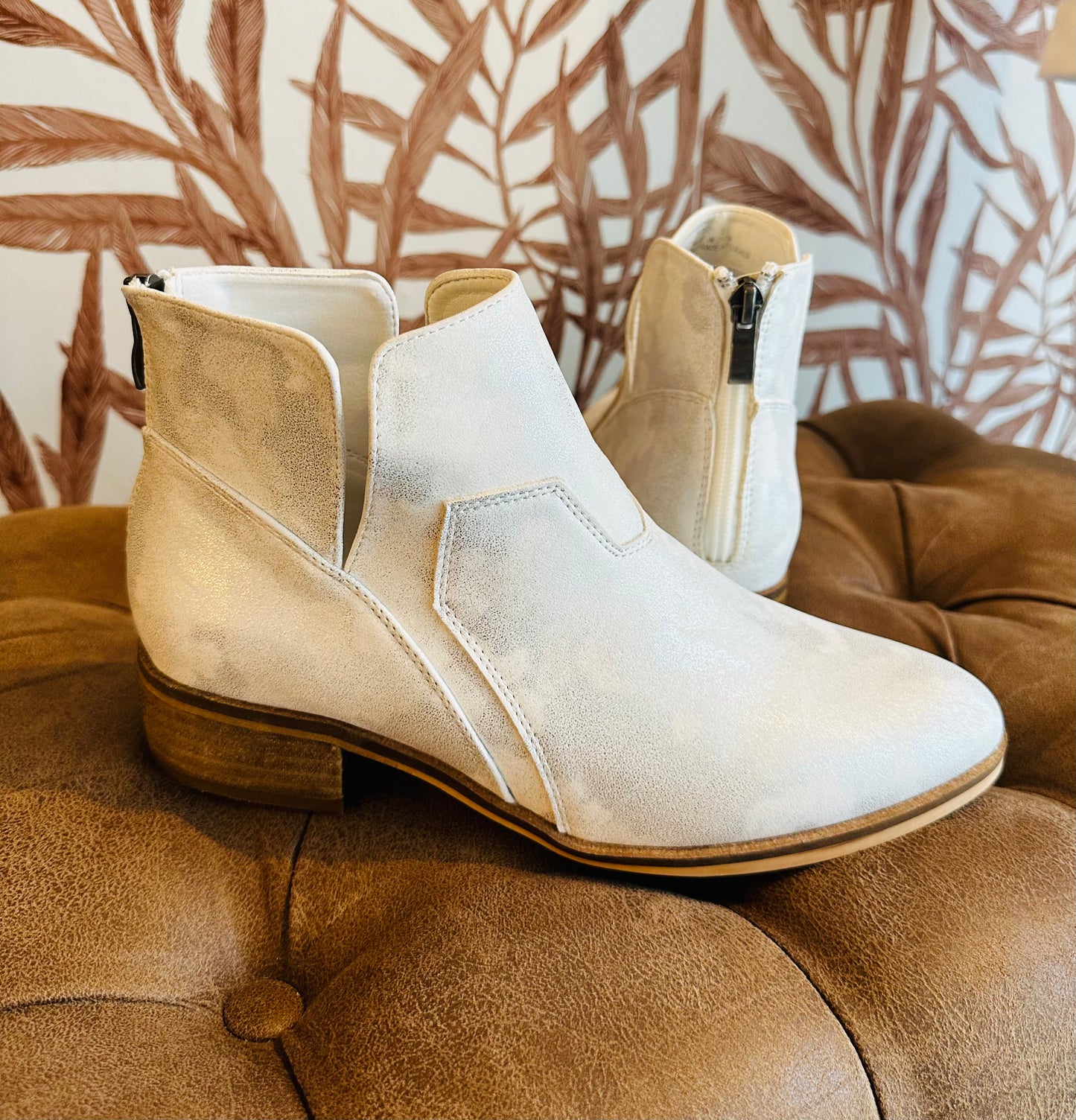 Metallic White Street Bootie