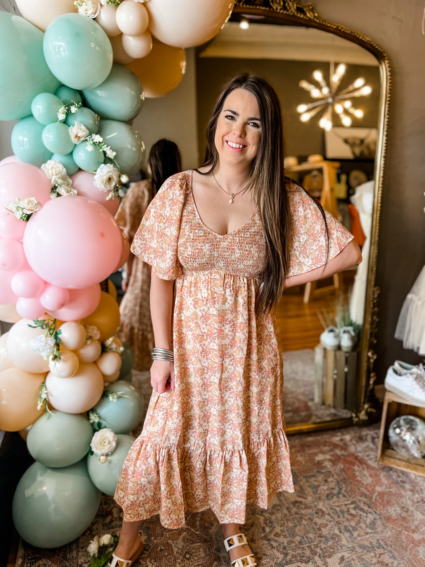 Floral Smock Midi Dress