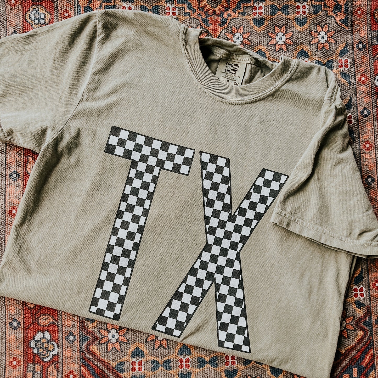 Checkered TX Comfort Colors Tee