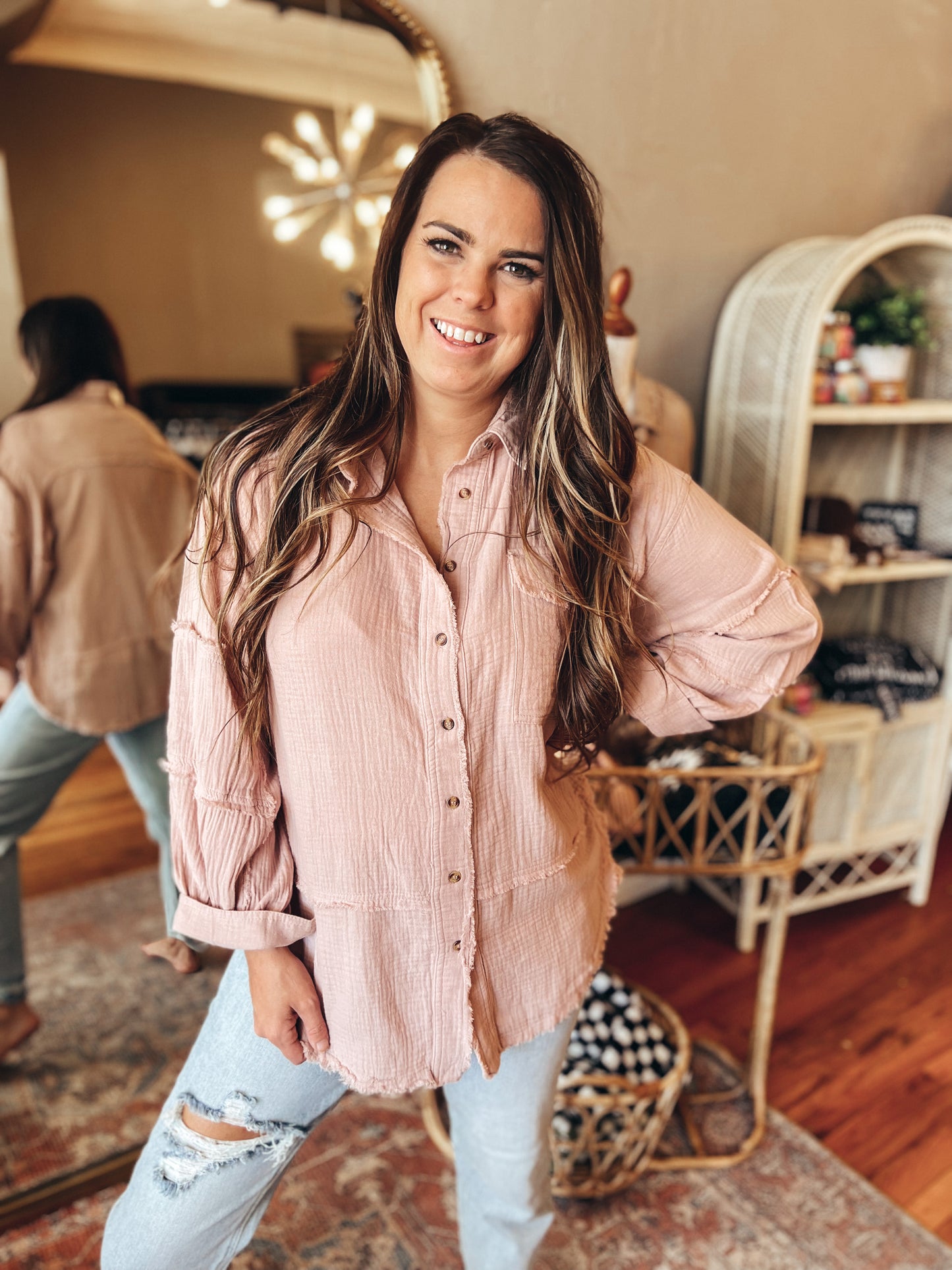 Dusty Rose Gauze Top