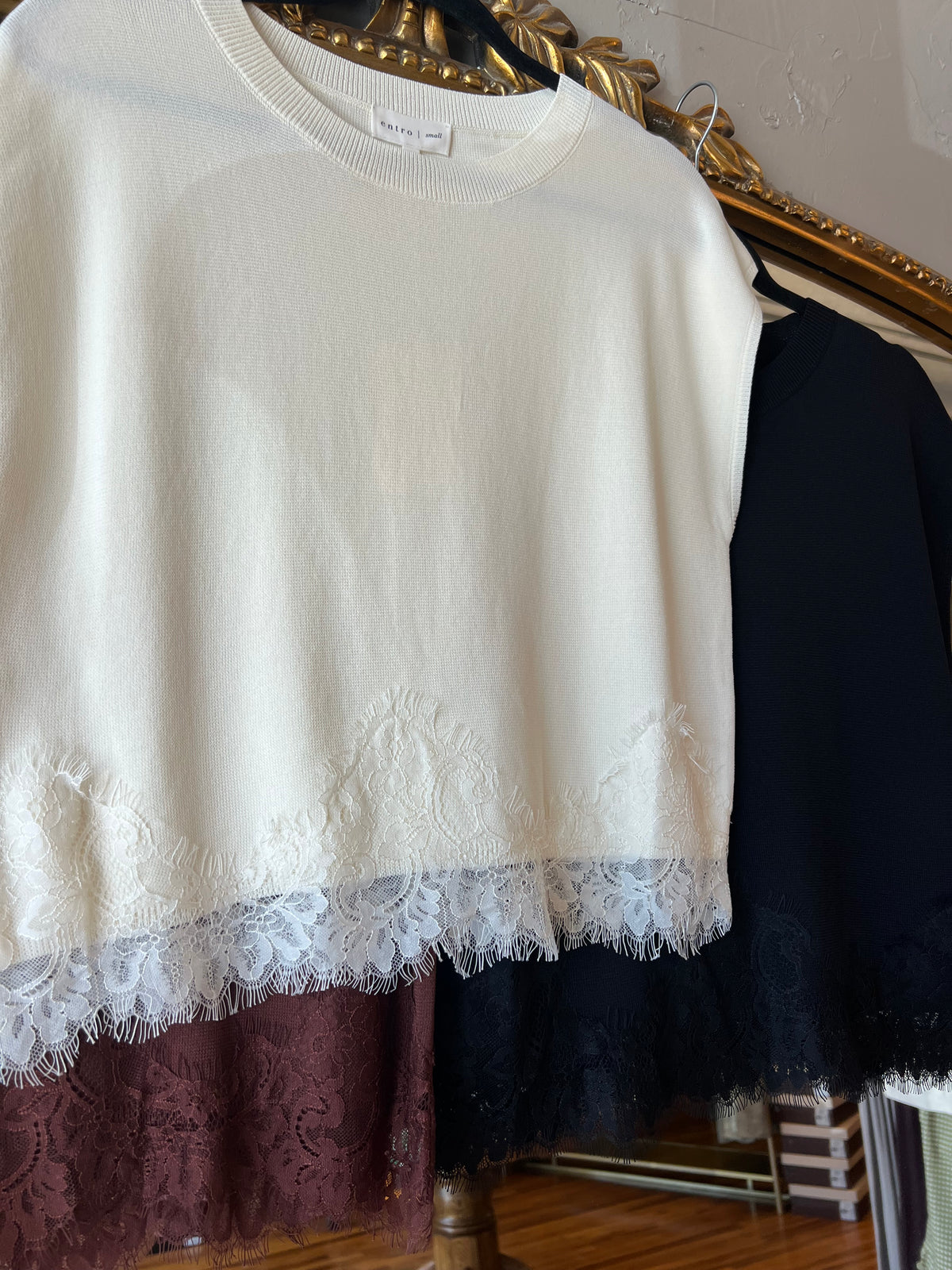 Lacey Trim Knit Top