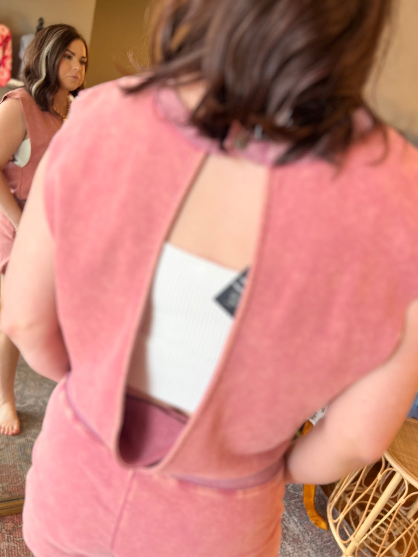Raspberry Drawstring Romper