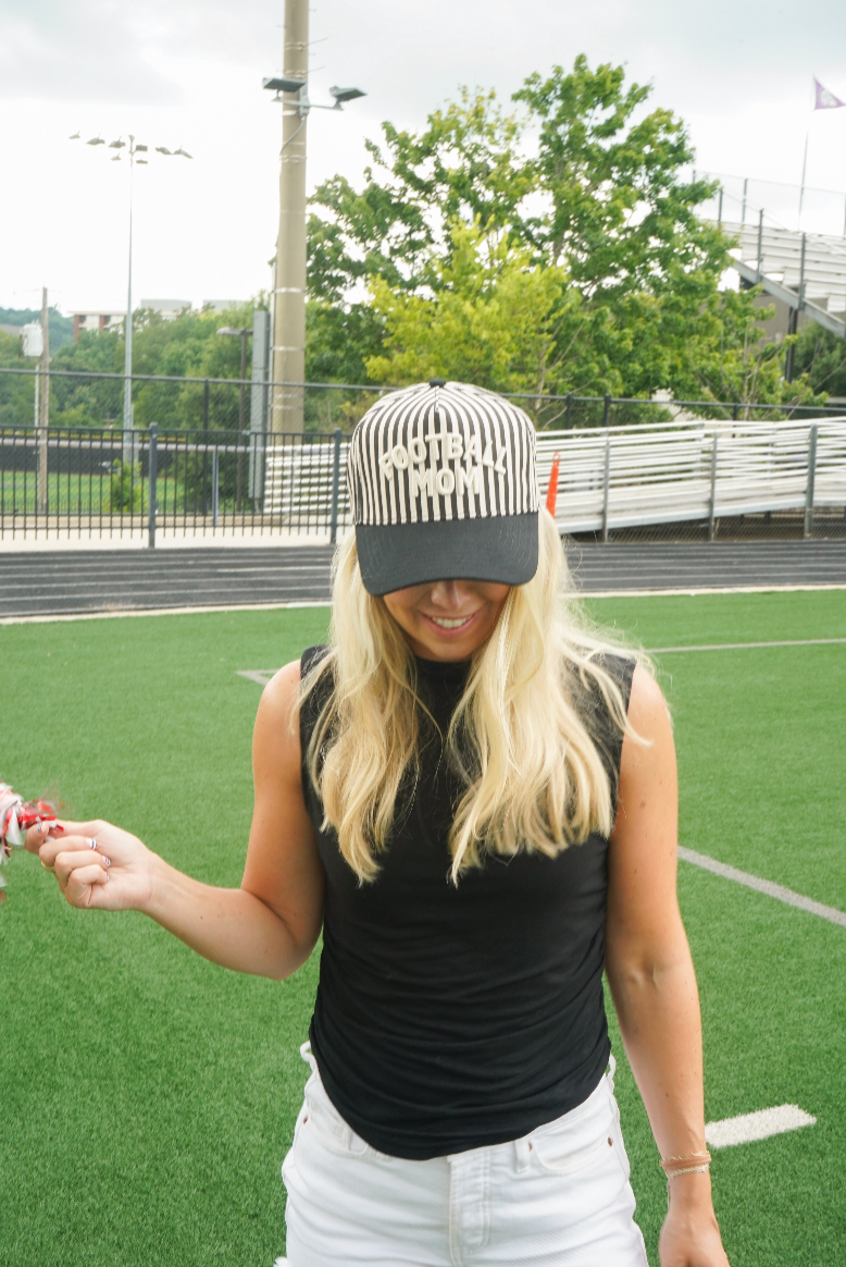 Football Mom Stripe Trucker