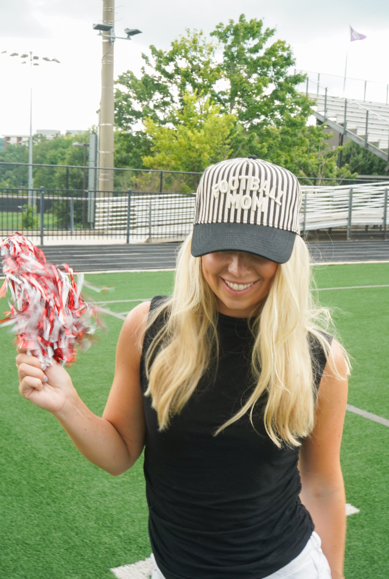 Football Mom Stripe Trucker