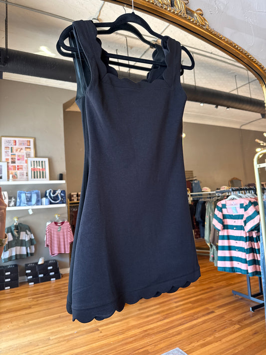 Scuba Scallop Romper Dress