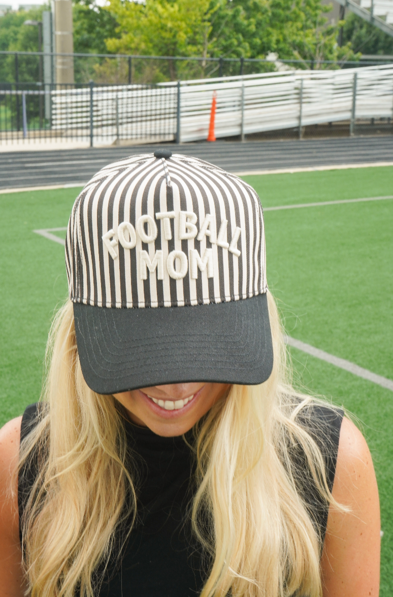 Football Mom Stripe Trucker