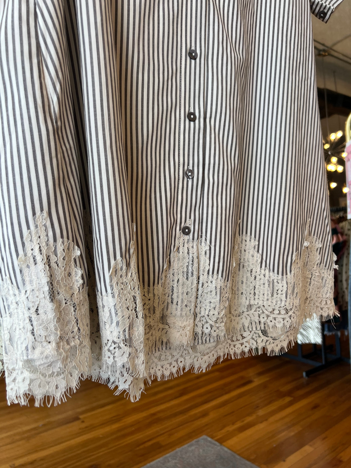 Lace Trim Striped Dress