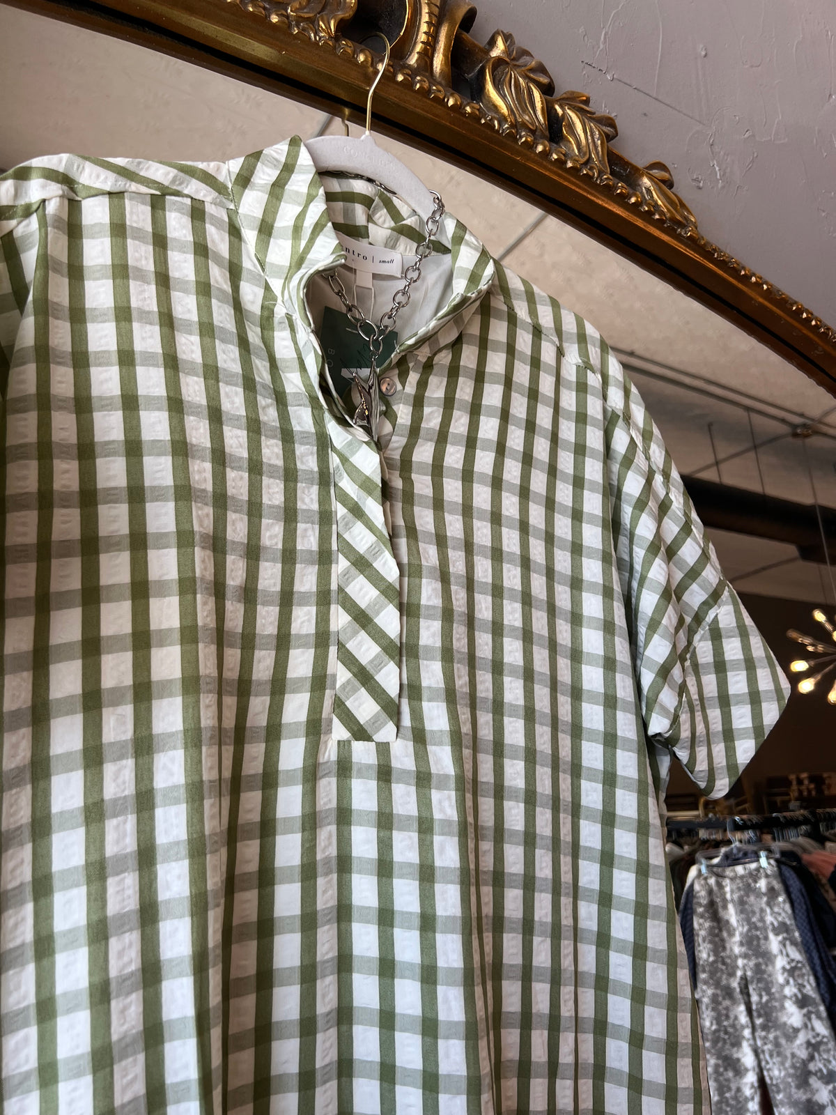 Olive Gingham Midi