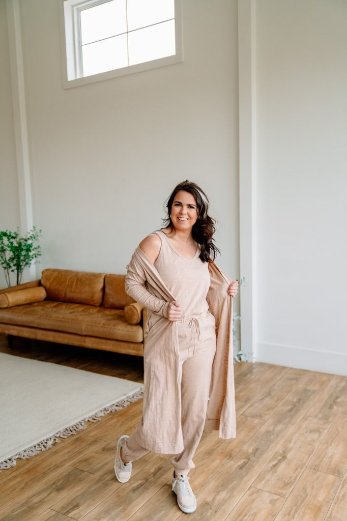Pick up line Jumpsuit & Cardigan Set