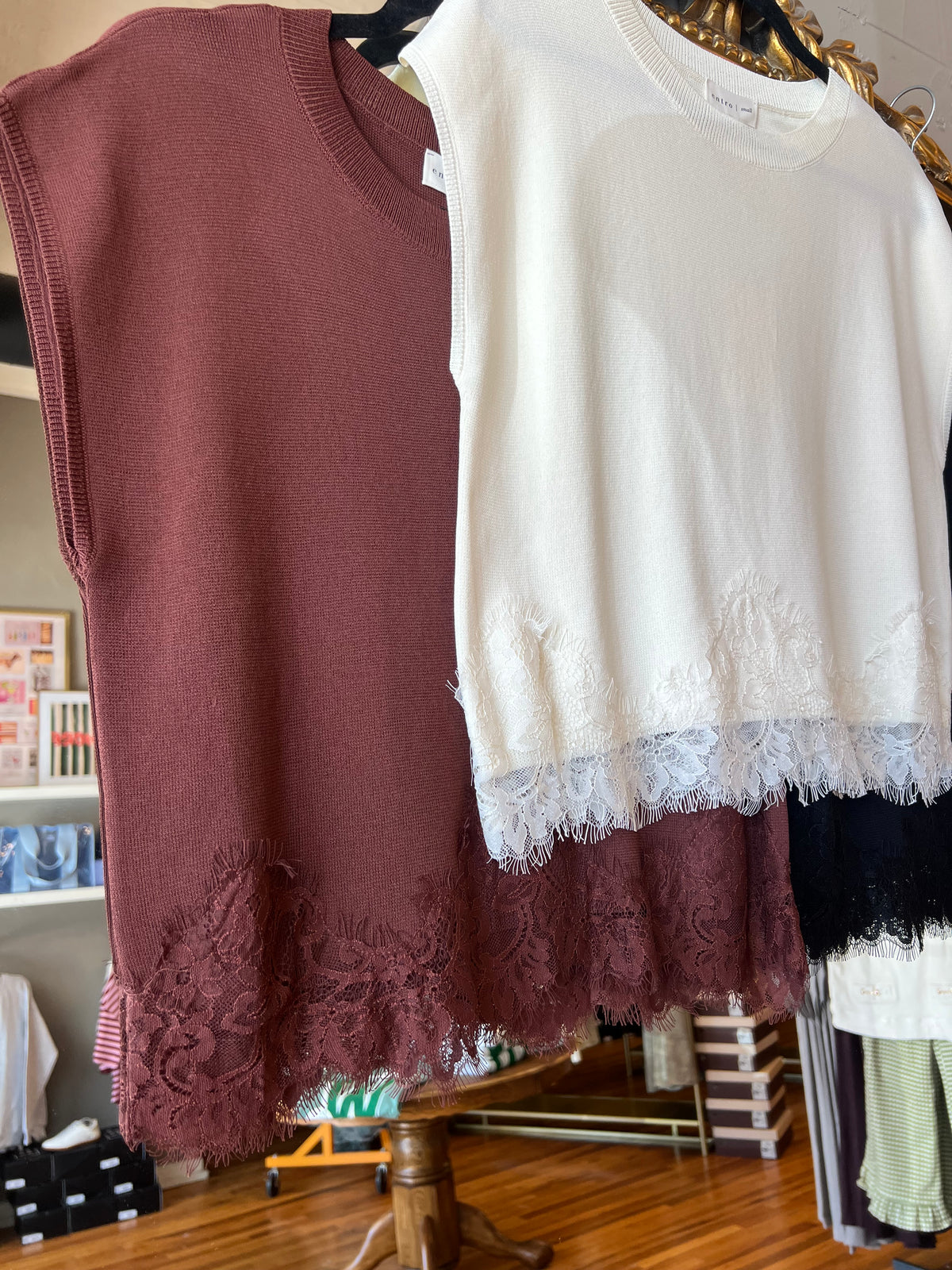 Lacey Trim Knit Top