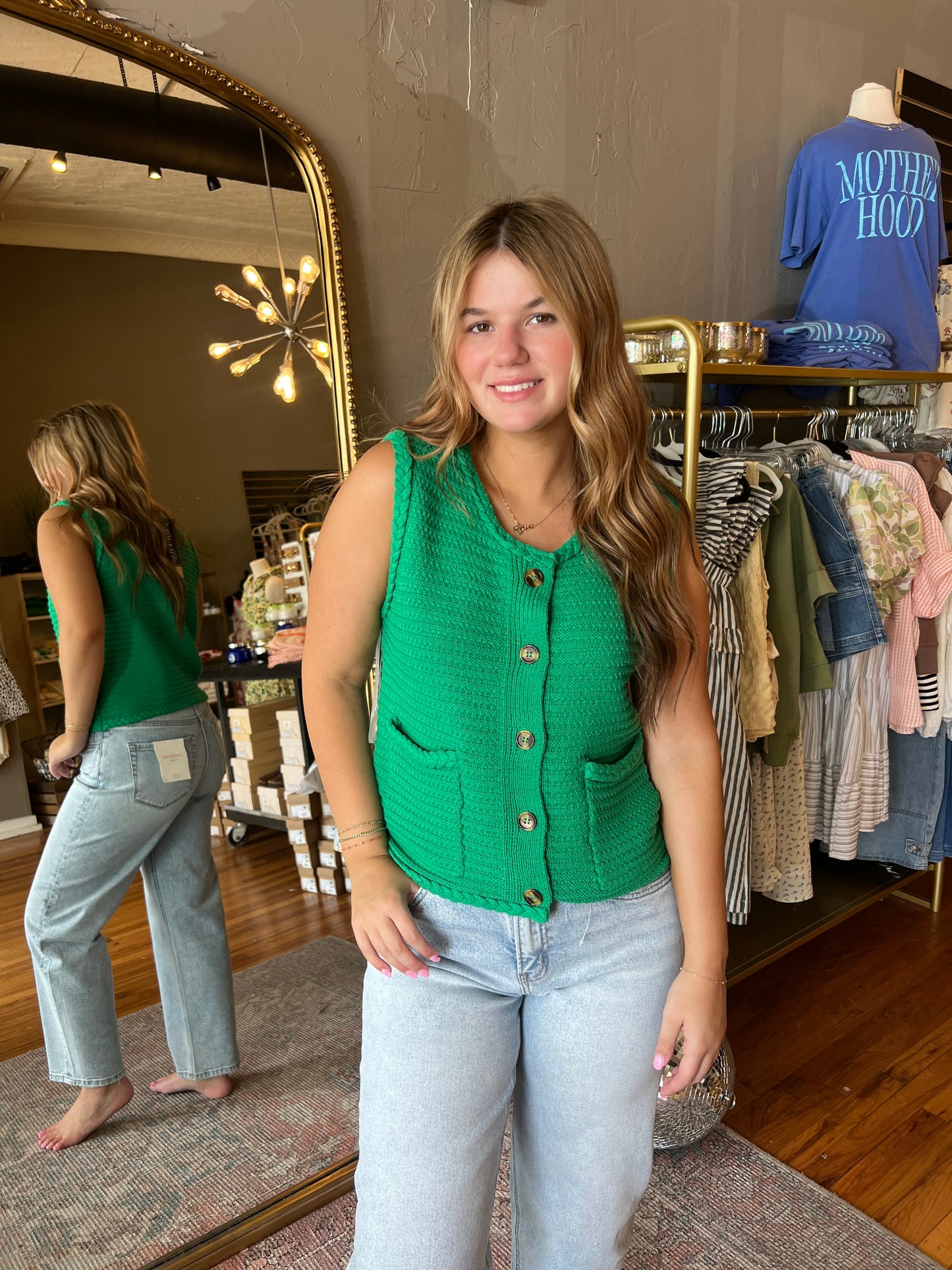 Buttoned Knit Vest Top
