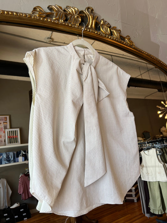 Cream Tie Neck Blouse