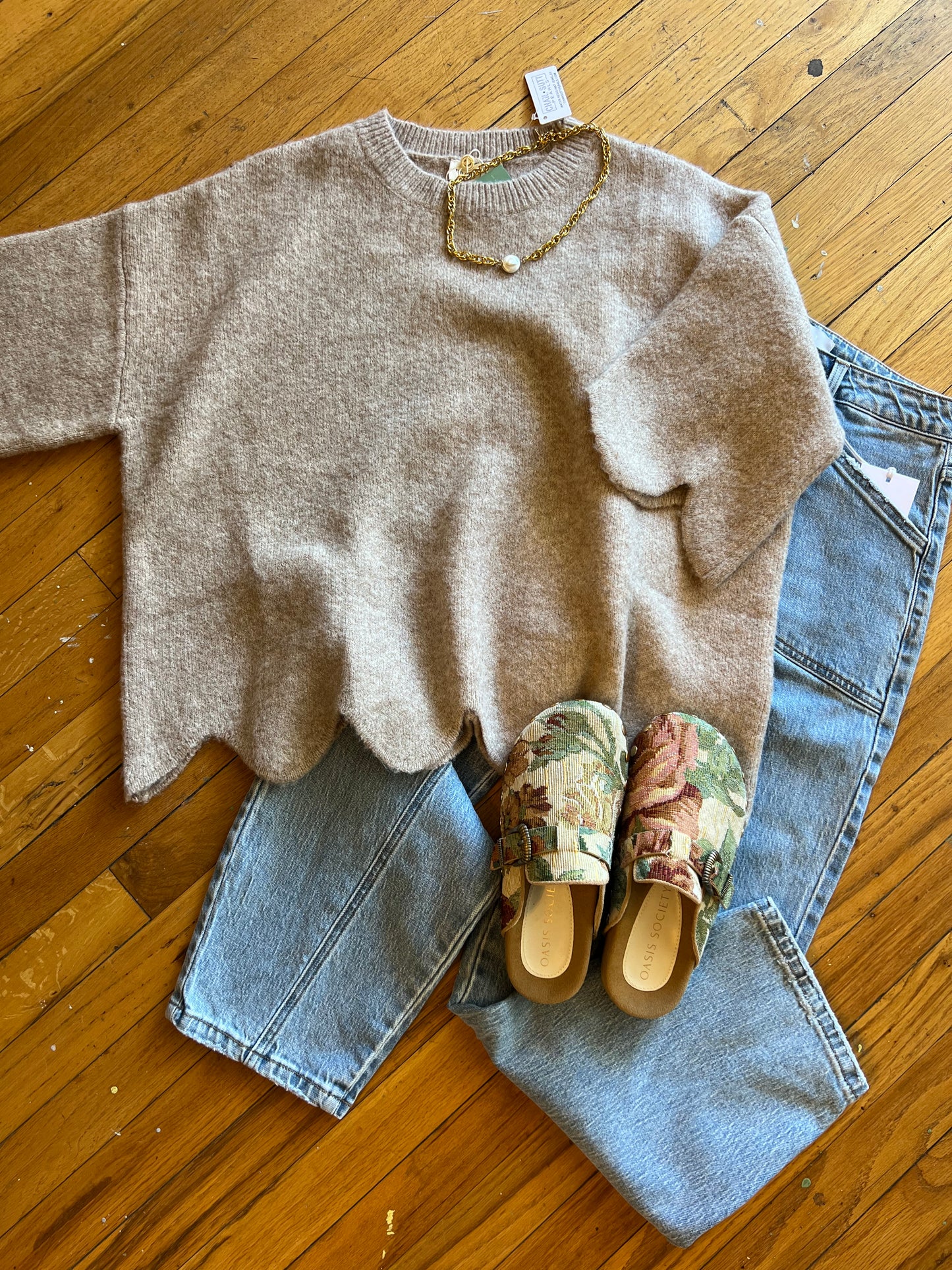 Scallop Taupe Sweater